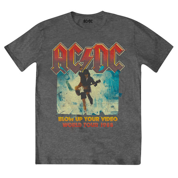 AC/DC Barn/Barn Blås upp din video T-shirt 11-12 år Cha Charcoal Grey 11-12 Years