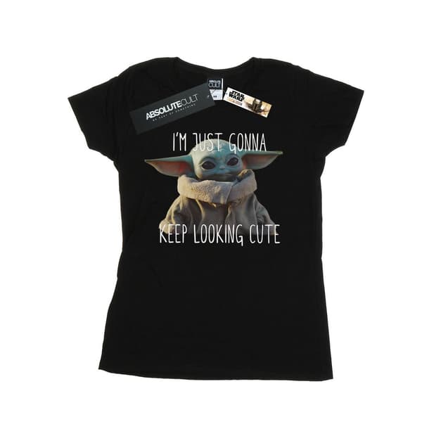 Star Wars Dam/Kvinnor The Mandalorian Keep Looking Cute Bomull Black S
