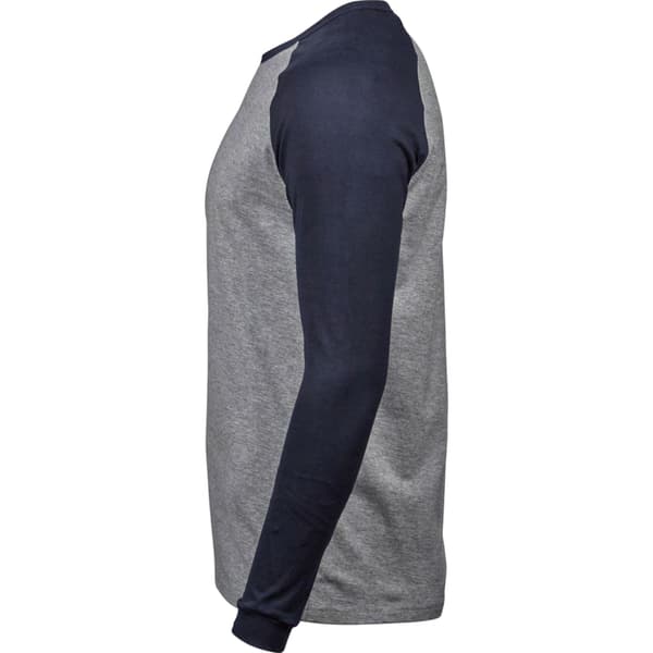 Tee Jay Herr T-shirt i Heather Baseball M Grå/Marinblå Grey/Navy M