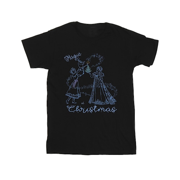 Disney Girls Frozen Magic Christmas Bomull T-shirt 7-8 år Svart Black 7-8 Years