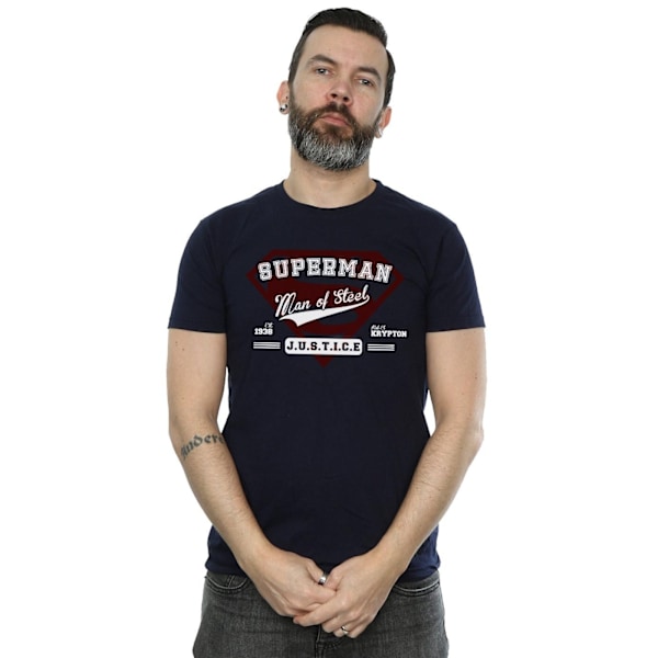 Superman Man Of Steel Bomull T-shirt 3XL Marinblå Navy Blue 3XL