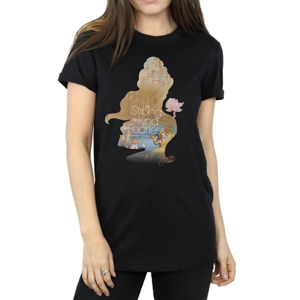 Disney Princess Dam/Damer Belle Fylld Silhuett Bomull Pojkvän T-shirt XL Svart Black XL