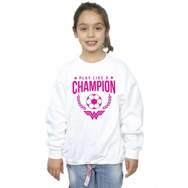 DC Comics Girls Wonder Woman Spela som en mästare Sweatshirt 9- White 9-11 Years