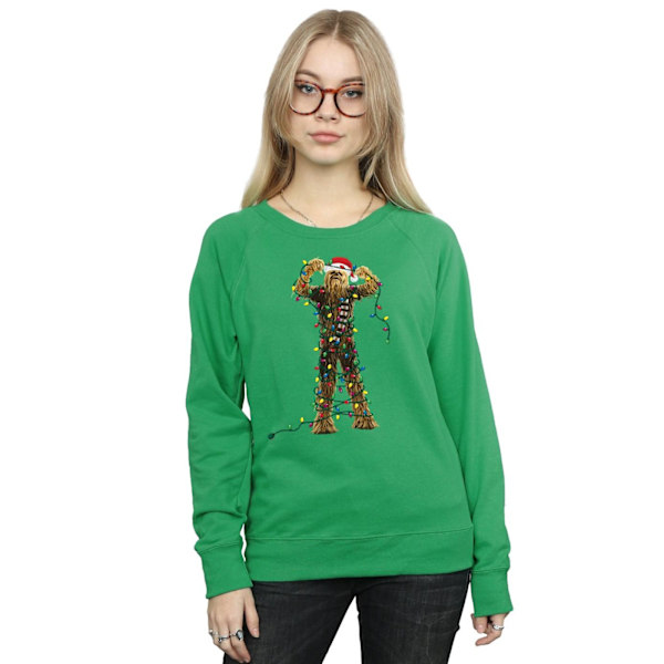 Star Wars Dam/Damer Chewbacca Julbelysning Sweatshirt X Irish Green XL