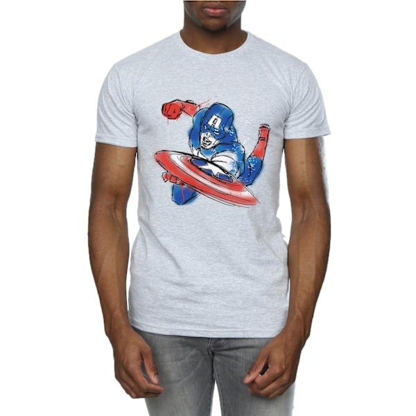 Marvel Mens Avengers Captain America Spray T-Shirt M Heather Grå Heather Grey M