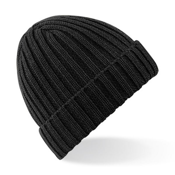 Beechfield Unisex Chunky Ribbed Winter Beanie Hat One size Blac Black One size