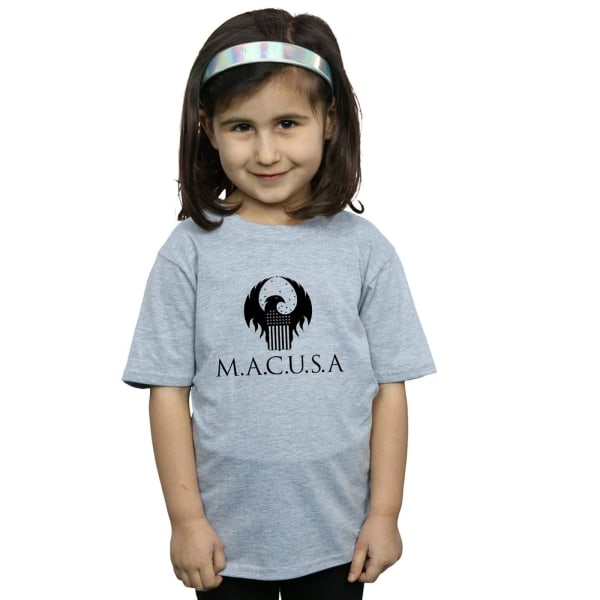 Fantastic Beasts Girls MACUSA Logotyp bomull T-shirt 7-8 år Spo Sports Grey 7-8 Years
