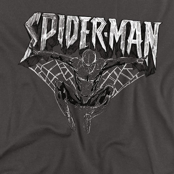 Spider-Man Herr T-shirt med Skiss XXL Kolgrå Charcoal XXL