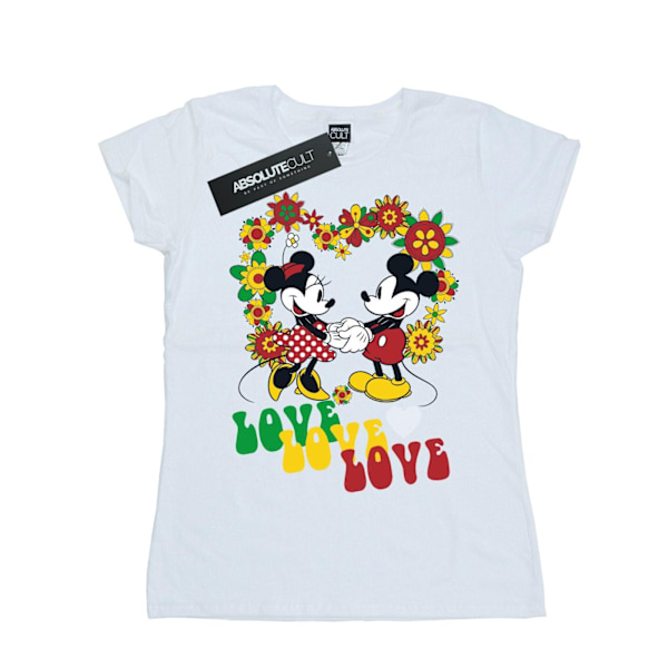 Disney Dam/Kvinnor Mickey Och Minnie Mouse Hippie Love Bomull White L