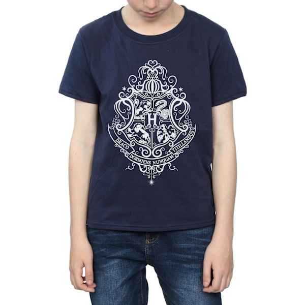 Harry Potter Boys Hogwarts Draco Dormiens Crest T-shirt 9-11 år Navy Blue 9-11 Years