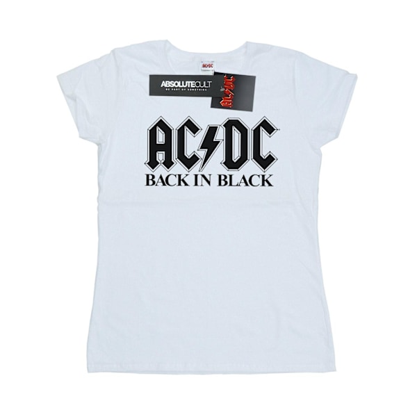 AC/DC Dam/Dam Back in Black Logo Bomull T-shirt XXL Vit White XXL