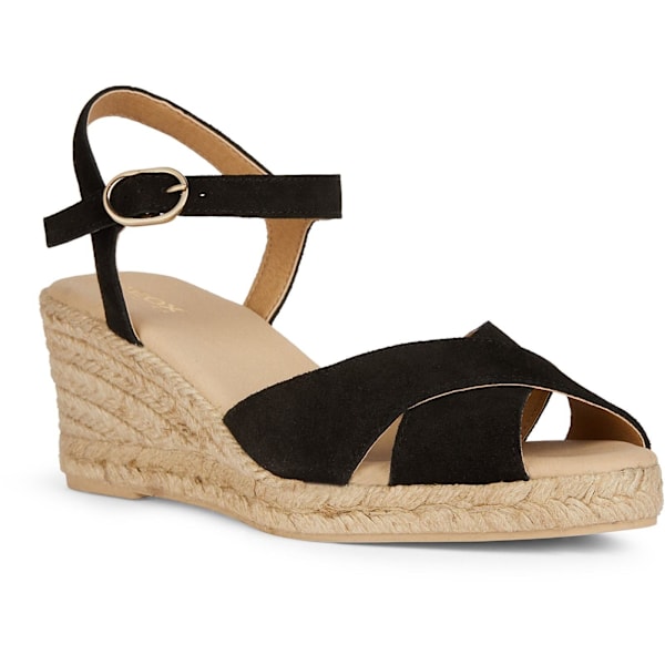 Geox Dam/Dam Gelsa Låg Nappa Läder Espadriller 5 UK Bla Black 5 UK