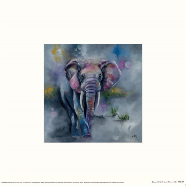 Alison Mcilkenny Elephant Stride Print 30cm x 30cm Grå Grey 30cm x 30cm