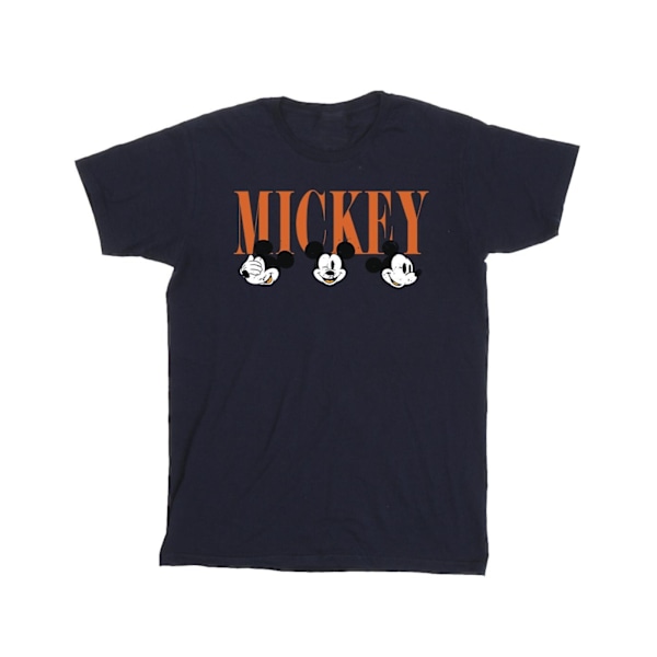 Disney Girls Mickey Mouse Faces Bomull T-shirt 12-13 år Marinblå Navy Blue 12-13 Years