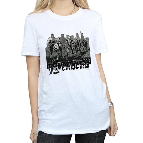 Marvel Womens/Ladies Avengers Mono Team Art Bomull Boyfriend T-shirt White L