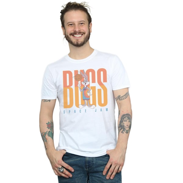 Space Jam: A New Legacy T-shirt för män med Bugs Bunny som snurrar basketboll White 4XL