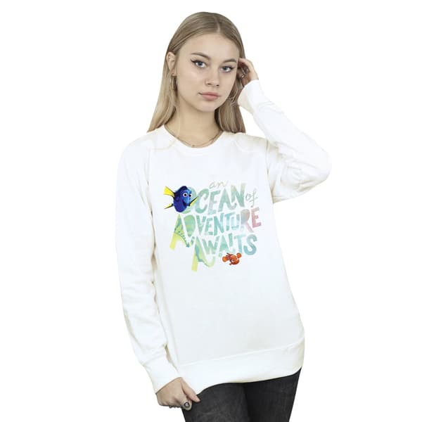 Disney Dam/Kvinnor Finding Dory Ocean Adventure Sweatshirt M White M