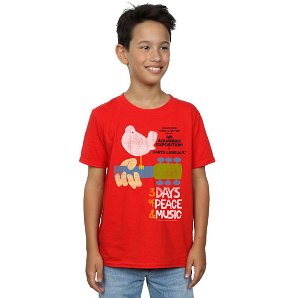 Woodstock Boys Festival Poster T-Shirt 7-8 år Röd Red 7-8 Years