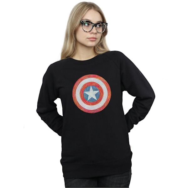 Marvel Dam/Kvinnor Captain America Sketched Shield Sweatshirt Black S