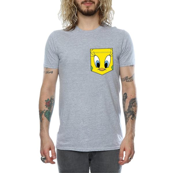 Looney Tunes Tweety Pie Face Faux Pocket T-shirt 3XL Sport Sports Grey 3XL