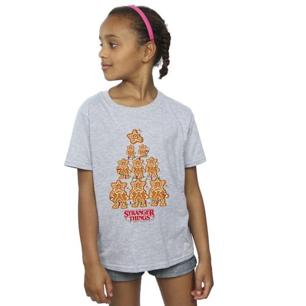 Netflix Girls Stranger Things Gingerbread Cotton T-Shirt 9-11 år Sports Grey 9-11 Years