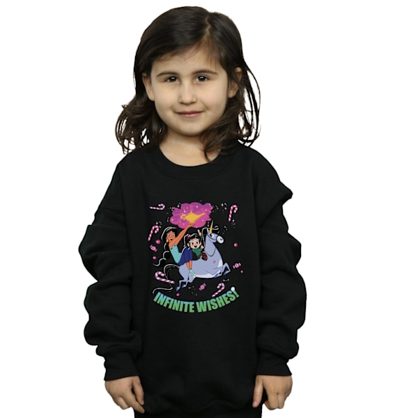 Disney Girls Wreck It Ralph Jasmine Och Vanellope Sweatshirt 7- Black 7-8 Years