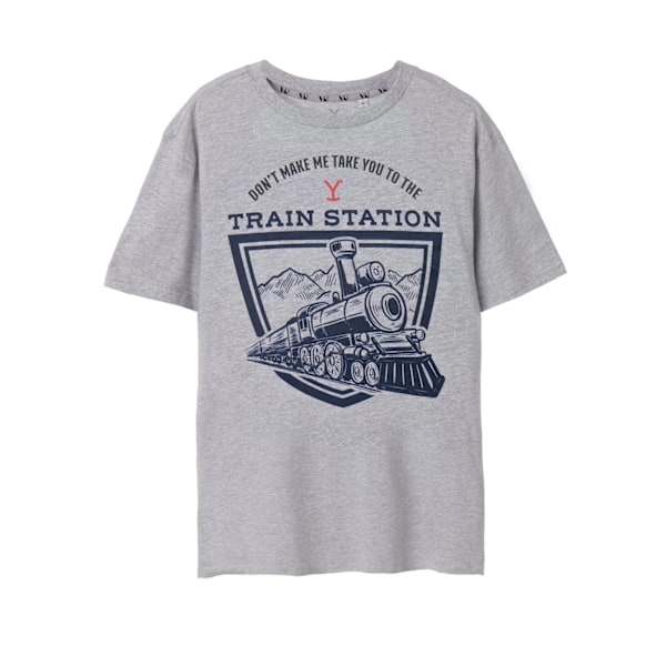 Yellowstone Mens Train Station Kortärmad T-shirt M Grå Mar Grey Marl M