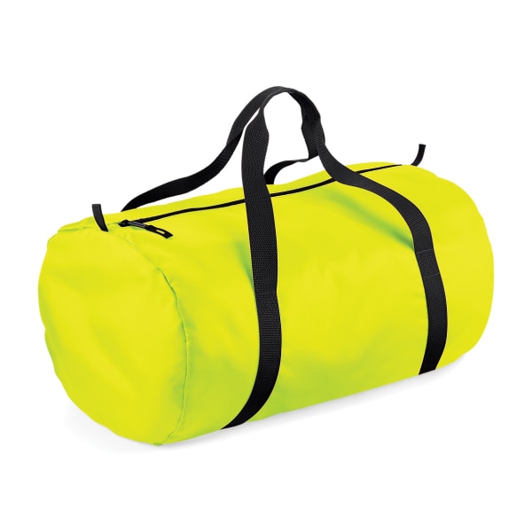 BagBase Packaway Barrel Bag / Duffle Water Resistant Travel Bag Fluorescent Yellow/ Black One Size