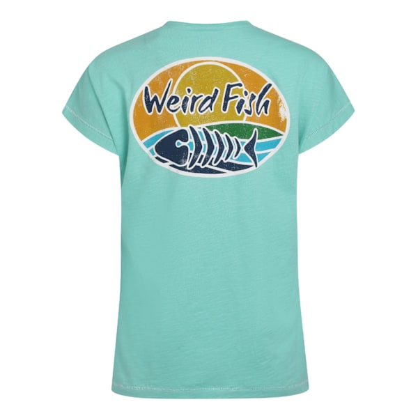 Weird Fish Dam/Dam Seashore Grafisk Slub T-shirt 10 UK Aq Aqua Blue 10 UK