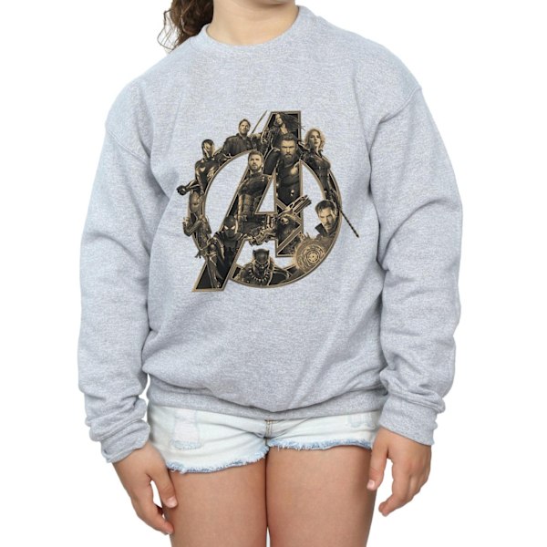 Marvel Girls Avengers Infinity War Marvel Logo Sweatshirt 12-13 Sports Grey 12-13 Years