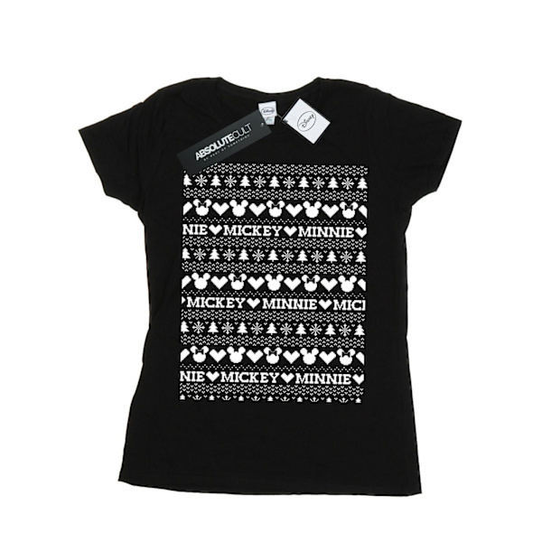 Disney Dam/Kvinnor Mickey Och Minnie Jul Fair Isle Bomull T-shirt Black S