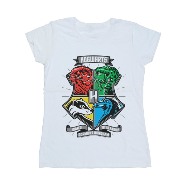 Harry Potter Dam/Kvinnor Hogwarts Toon Crest Bomull T-shirt M White M