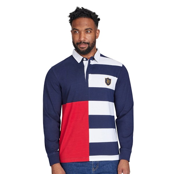 Raging Bull Herrarnas Harlequin Långärmad Rugby Polotröja XL Marinblå Navy XL