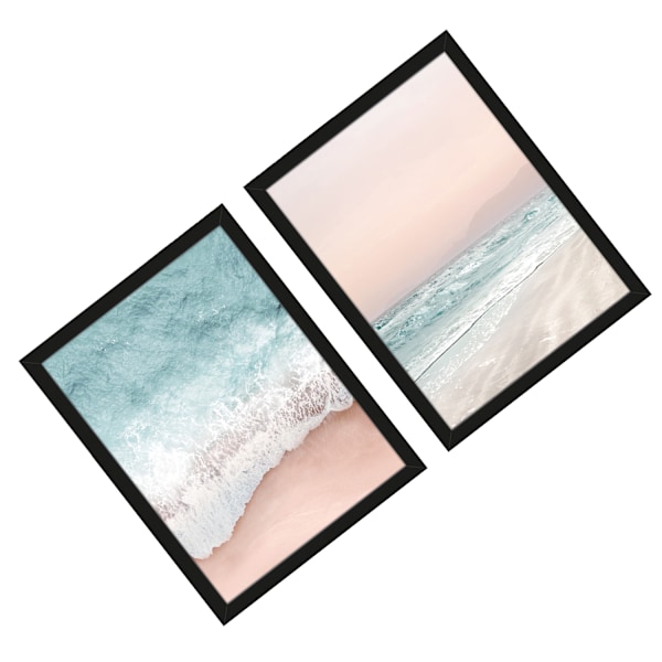 Gemma Bardot Beach Vibes III / IV Inramat Tryck Set (2-pack) Beige/White/Blue 40cm x 30cm