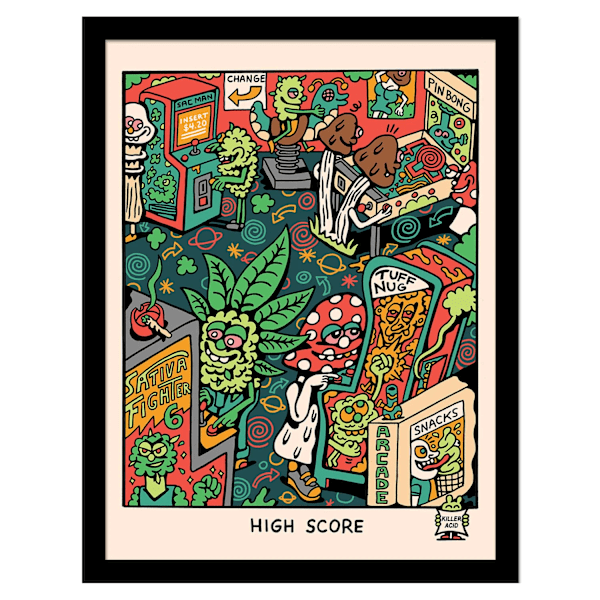 Killer Acid High Score inramad affisch 40cm x 30cm Flerfärgad Multicoloured 40cm x 30cm