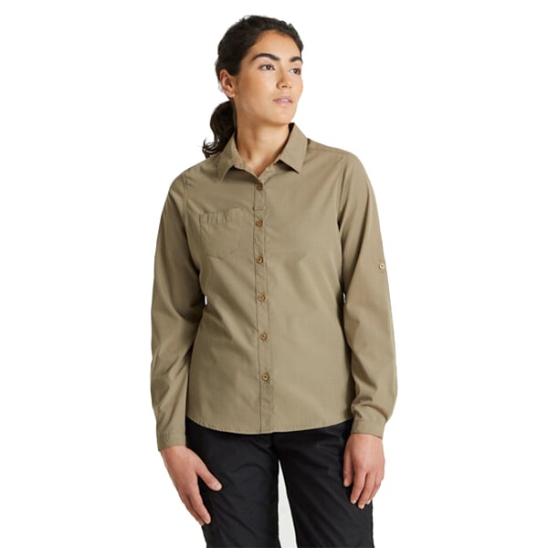 Craghoppers Womens/Ladies Expert Kiwi Long-Sleeved Shirt 16 UK Pebble 16 UK