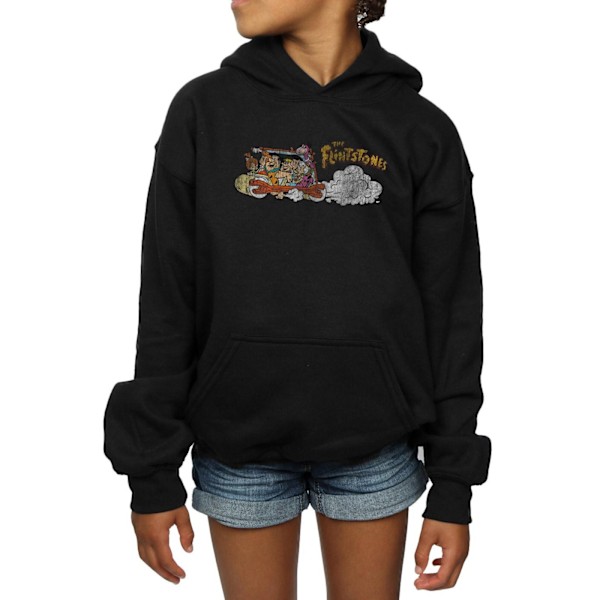 The Flintstones Girls Family Car Distressed Hoodie 5-6 år Blå Black 5-6 Years