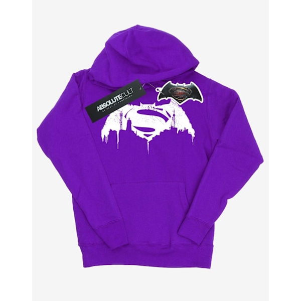 DC Comics Dam/Kvinnor Batman v Superman Beaten Logo Hoodie S Purple S