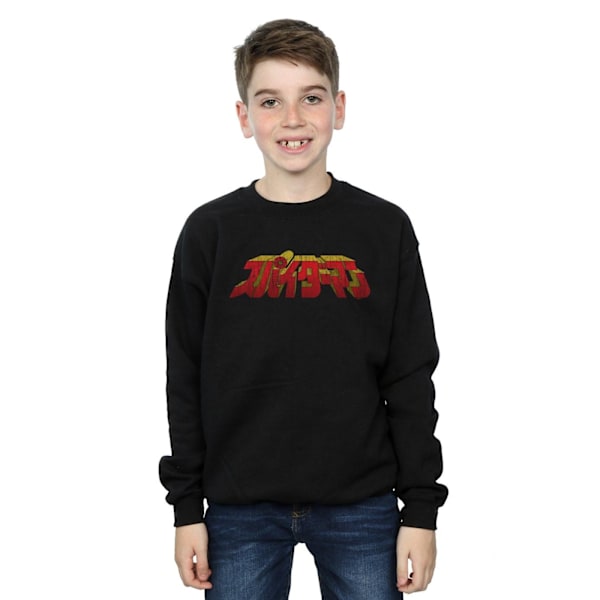 Marvel Boys Spider-Man Japansk Logotyp Sweatshirt 12-13 År Bla Black 12-13 Years