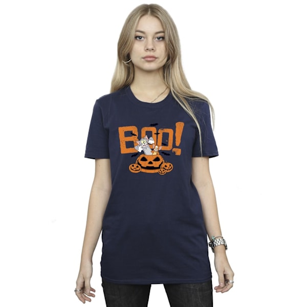 Tom & Jerry Dam/Damer Halloween Boo! Bomull Boyfriend T-shirt Navy Blue 4XL