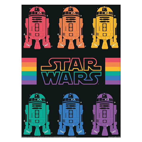 Star Wars R2-D2 Rainbow Inramad Poster 40cm x 30cm Flerfärgad Multicoloured 40cm x 30cm