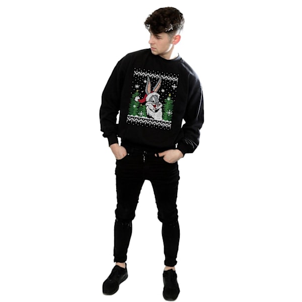 Looney Tunes Herr Bugs Bunny Jul Fair Isle Sweatshirt 3XL Black 3XL