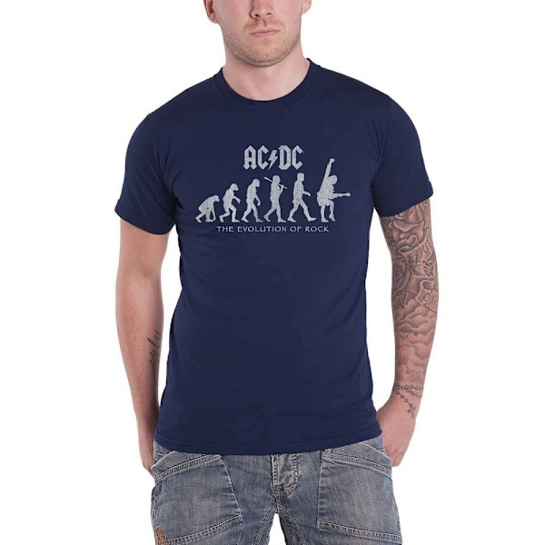AC/DC Unisex Vuxen The Evolution of Rock T-Shirt XL Marinblå Navy Blue XL