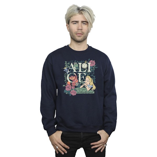Disney Herr Alice In Wonderland Leafy Garden Sweatshirt XXL Nav Navy Blue XXL