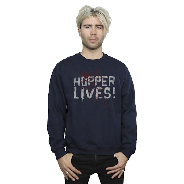 Netflix Stranger Things Hoppers Live Sweatshirt M Navy Blu Navy Blue M