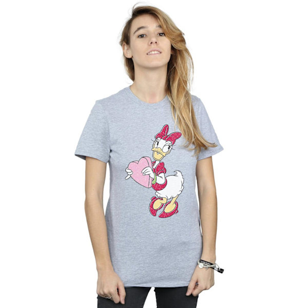 Disney Dam/Damer Daisy Duck Love Heart Bomull Boyfriend T-Shirt XXL Sports Grey Sports Grey XXL