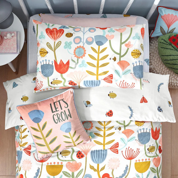 Little Furn Little Nature Blommig Täcke Set Toddler Multi Multicoloured Toddler