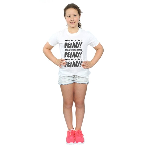 The Big Bang Theory Girls Sheldon Knock Knock Penny Bomull T-shirt White 7-8 Years