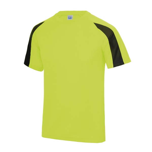 Just Cool Mens Contrast Cool Sports Plain T-Shirt 2XL Electric Electric Yellow/Jet Black 2XL