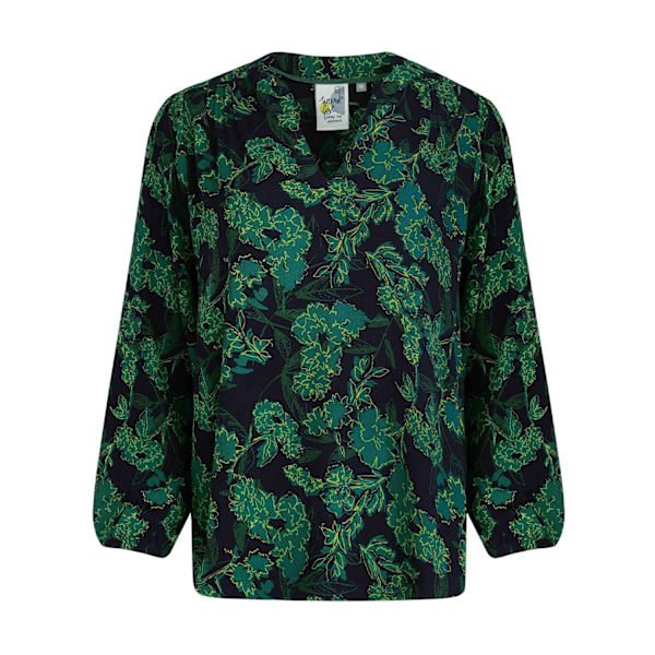 Weird Fish Dam Louizon Tryckt EcoVero Topp 20 UK Nattblå Night Blue 20 UK